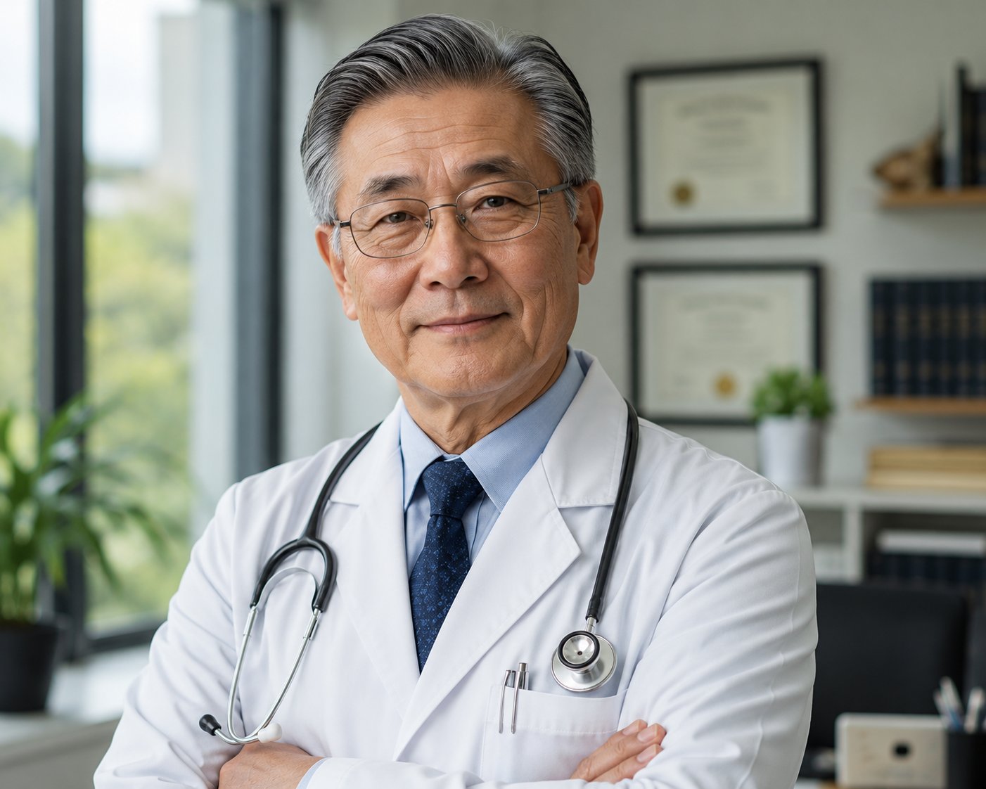 A senior physician in consultation